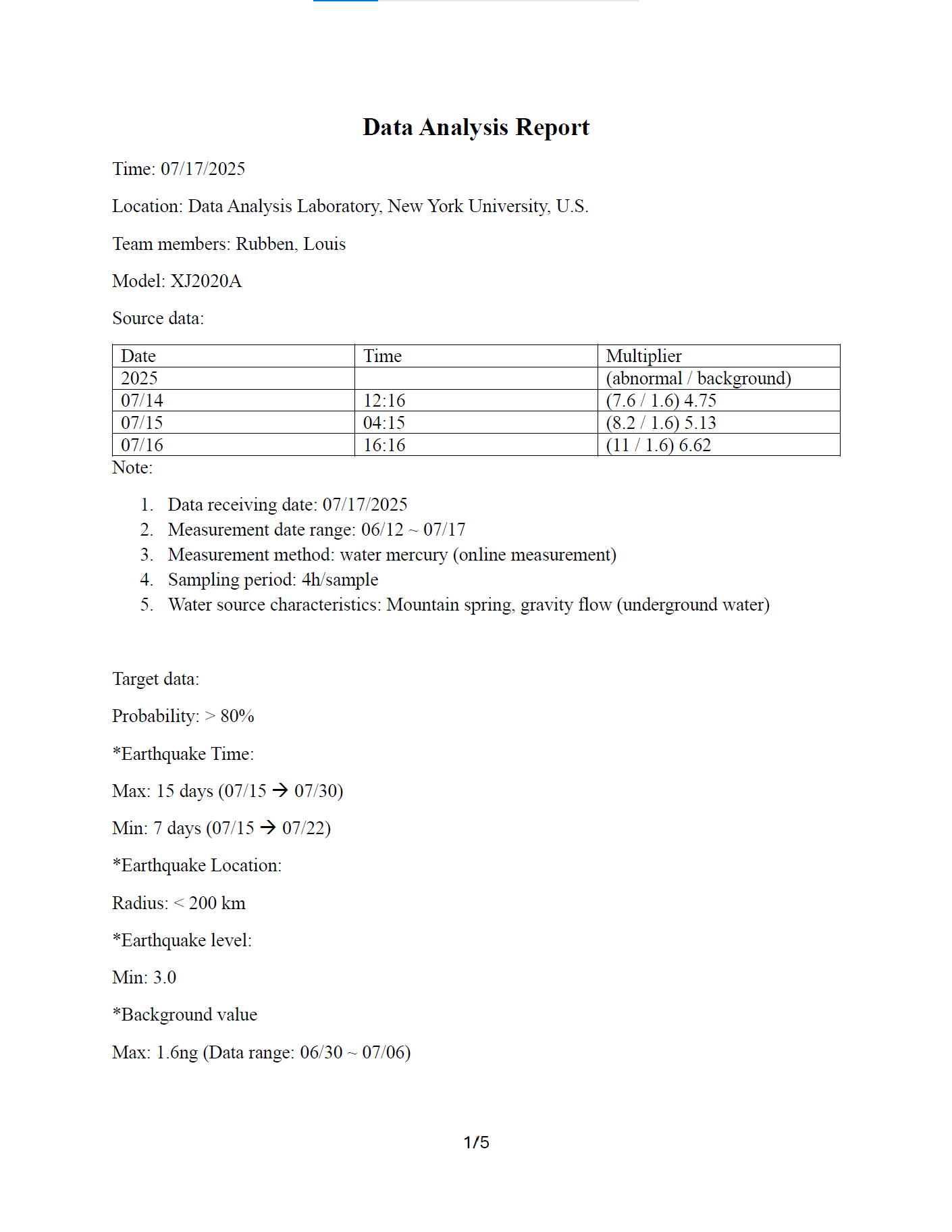 Earthquake data analysis report 250717, page 1